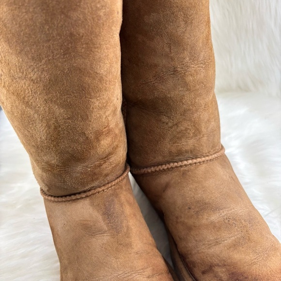 UGG Pull Up Bows Tan Winter Boots Size 9 Woman - Picture 13 of 15